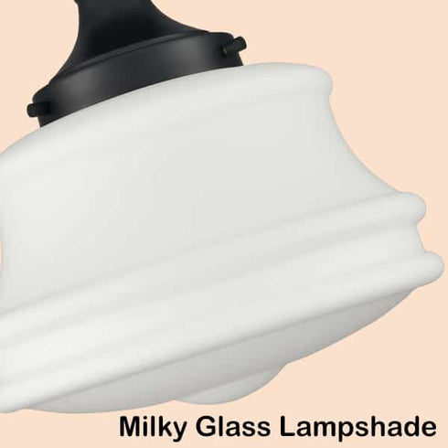 Black Ceiling Light Milk Glass Schoolhouse Light Fixture